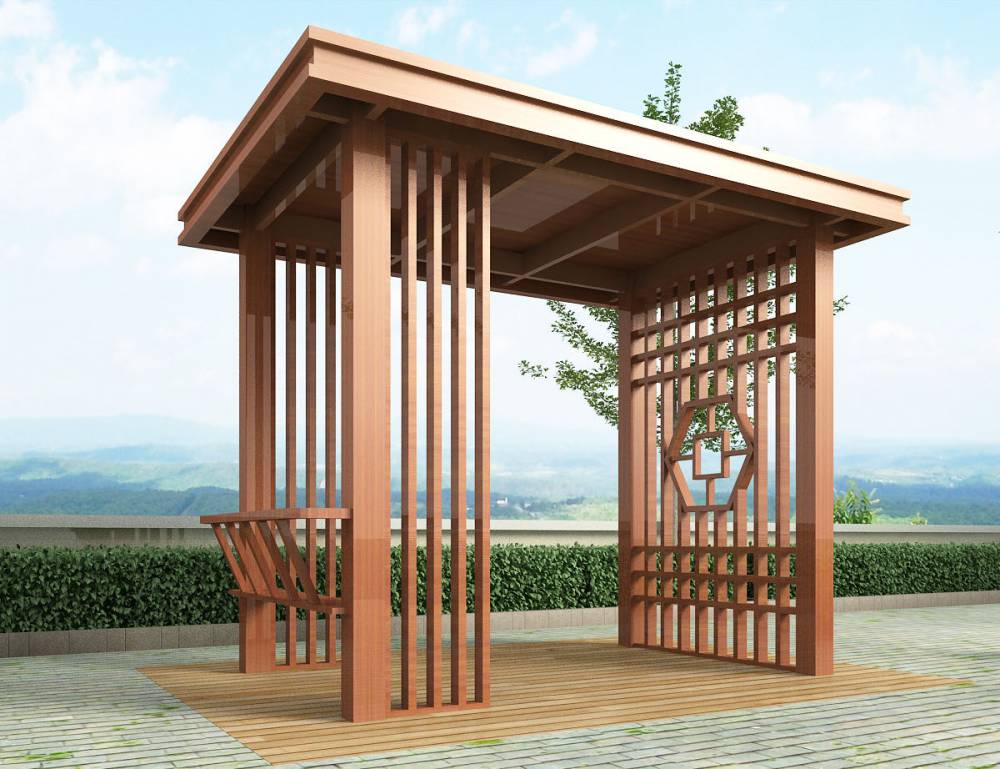 金属拉丝铝板凉亭效果图